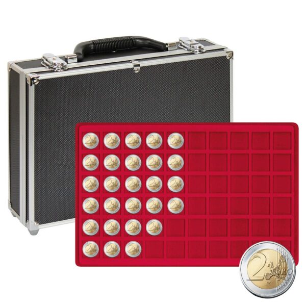 Coin carrying case with 8 red coin trays
